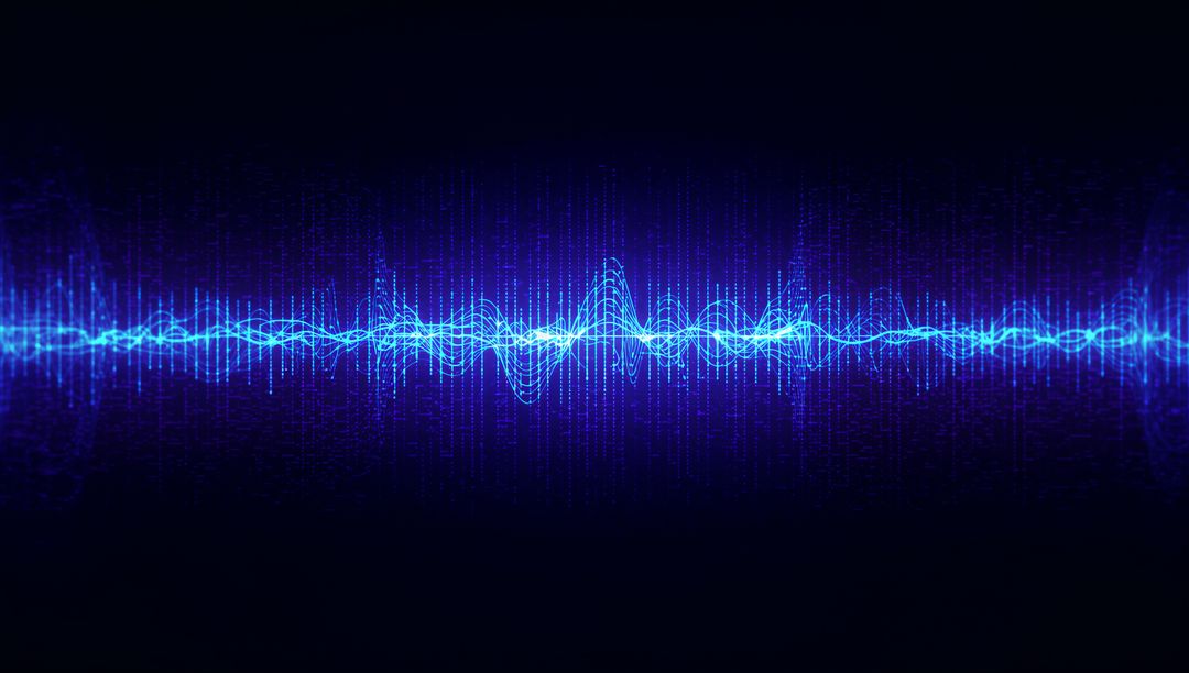 Glowing Neon Blue Audio Waveform in Digital Space