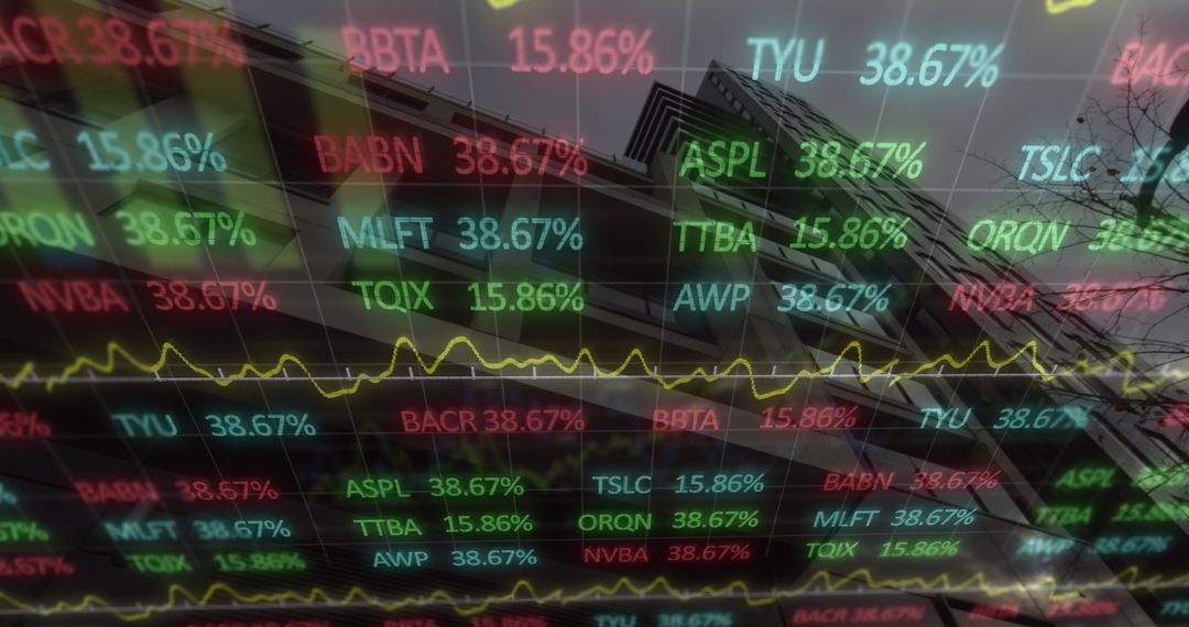 Dynamic Financial Data Overlapping Urban Cityscape
