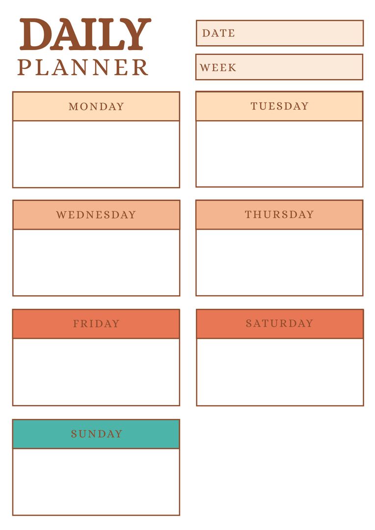 Colorful Daily Planner Template with Weekly Schedule - Download Free Stock Templates Pikwizard.com