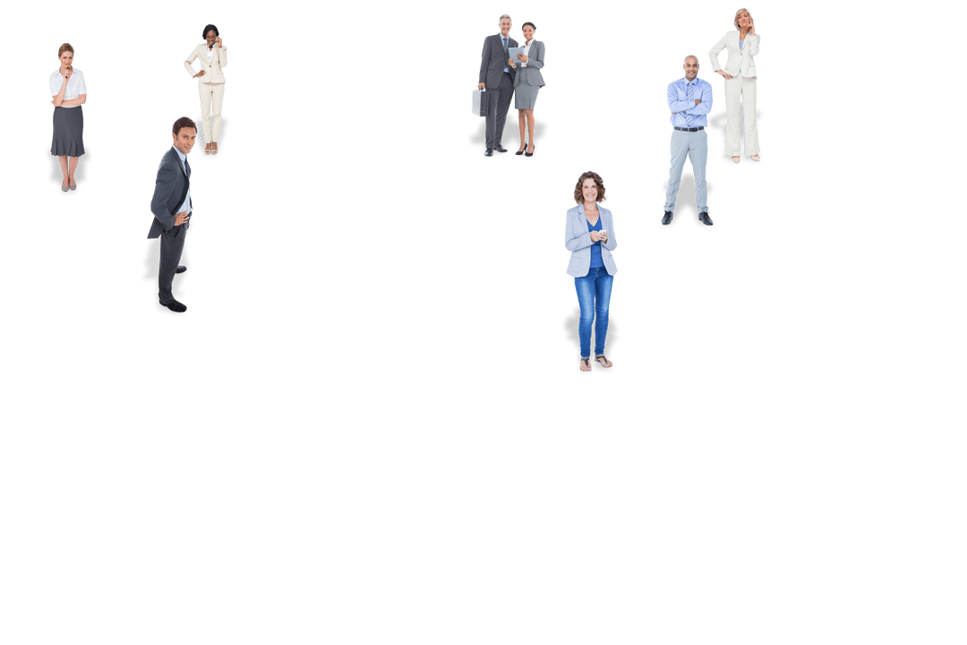 Isolated Diverse Business Professionals on Transparent Background