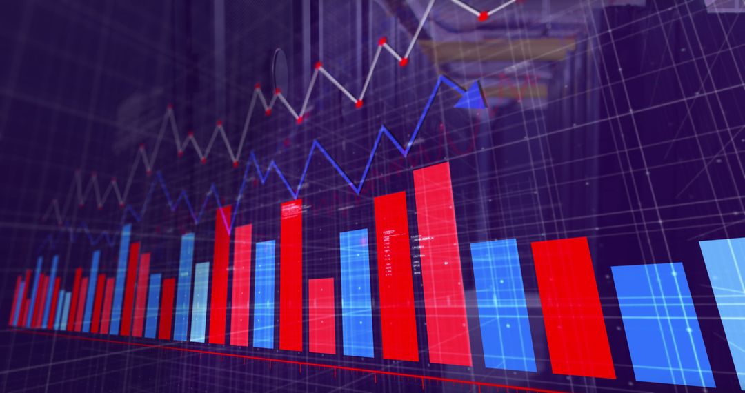 Dynamic Financial Data Visualized Over Warehouse Background