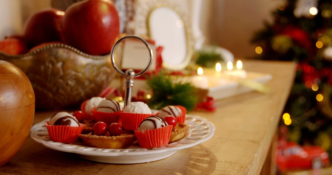 Festive Christmas Dessert Display with Candies and Cupcakes - Free Images, Stock Photos and Pictures on Pikwizard.com