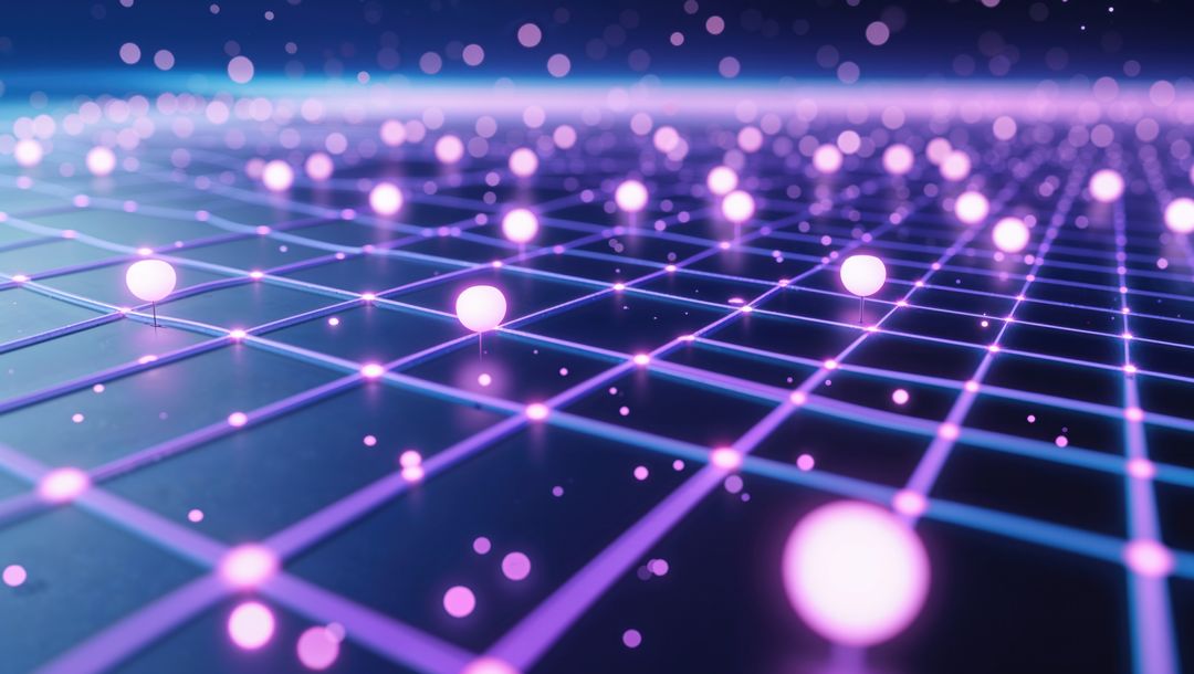 Futuristic Neon Grid with Glowing Spheres
