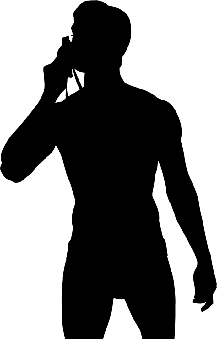 Transparent Silhouette of Man Holding Stopwatch Art Design