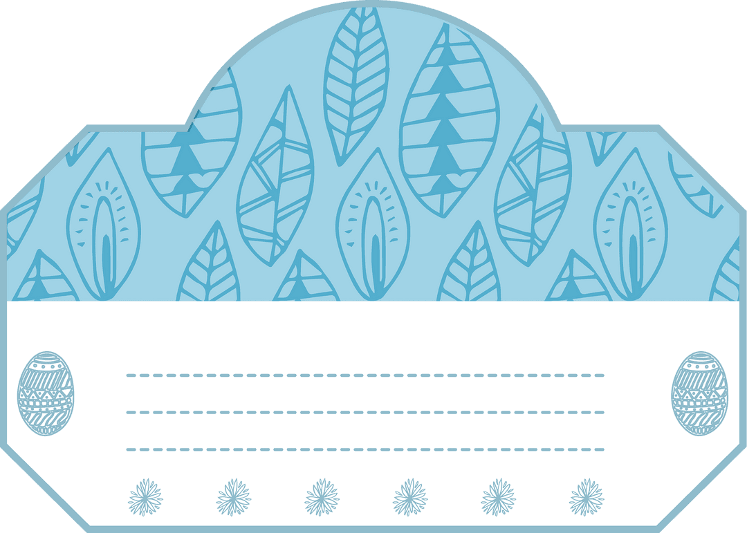 Transparent blue badge with leaf patterns and copy space