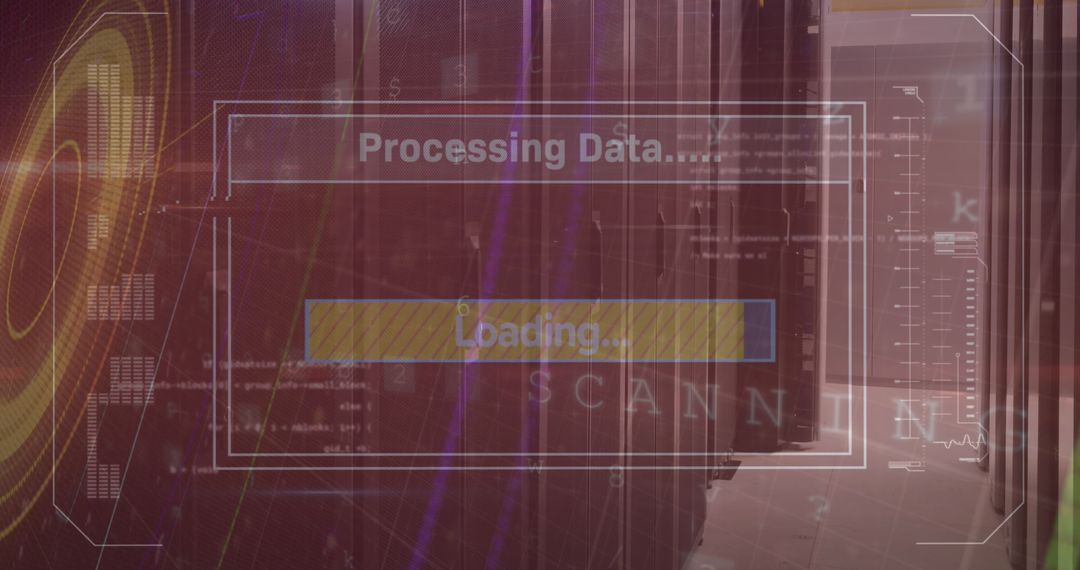 Cyber Security Data Processing in Futuristic Server Room