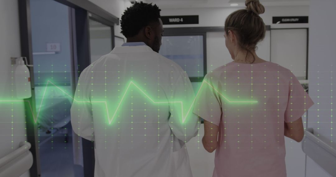 Healthcare Innovations with Diverse Medical Team and Data Visualization