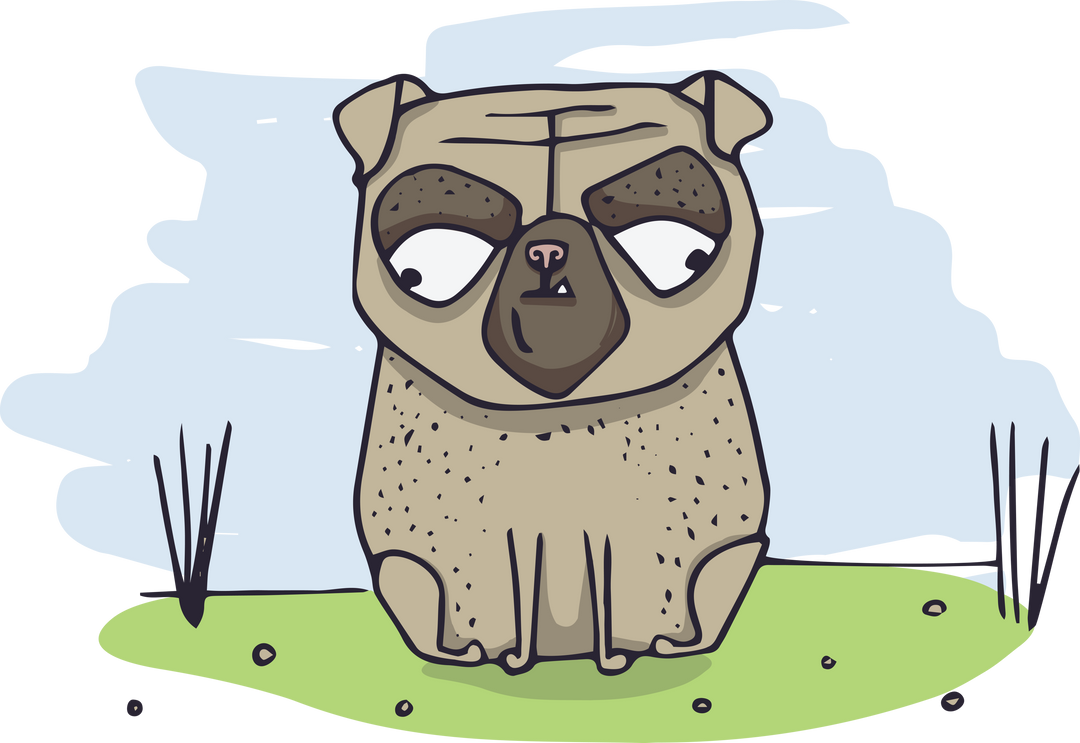 Illustration of Sitting Pug Dog on Transparent Background - Download Free Stock Images Pikwizard.com