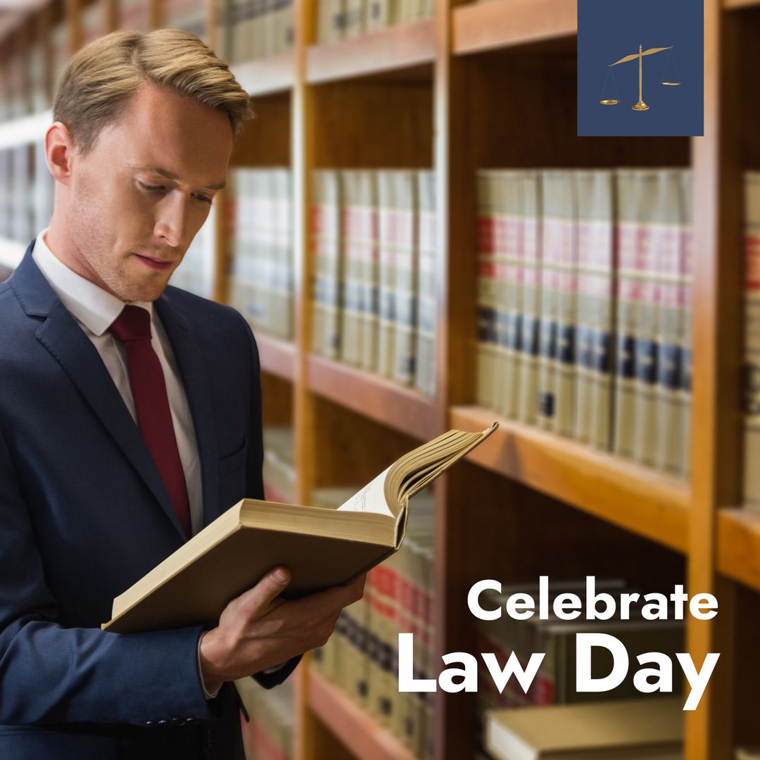 Lawyer Reading in Library for Law Day Celebration