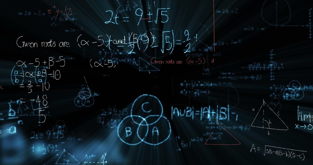 Complex Mathematical Formulas and Geometry in Futuristic Design