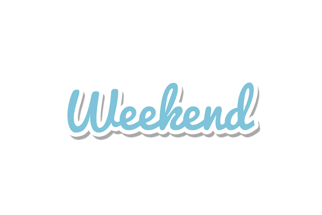 Stylish Transparent 'Weekend' Text with Blue Border