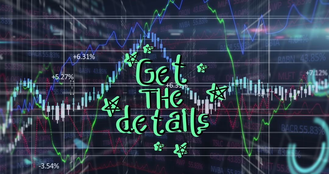 Financial Data Concept with Graphs and Neon Text Elements