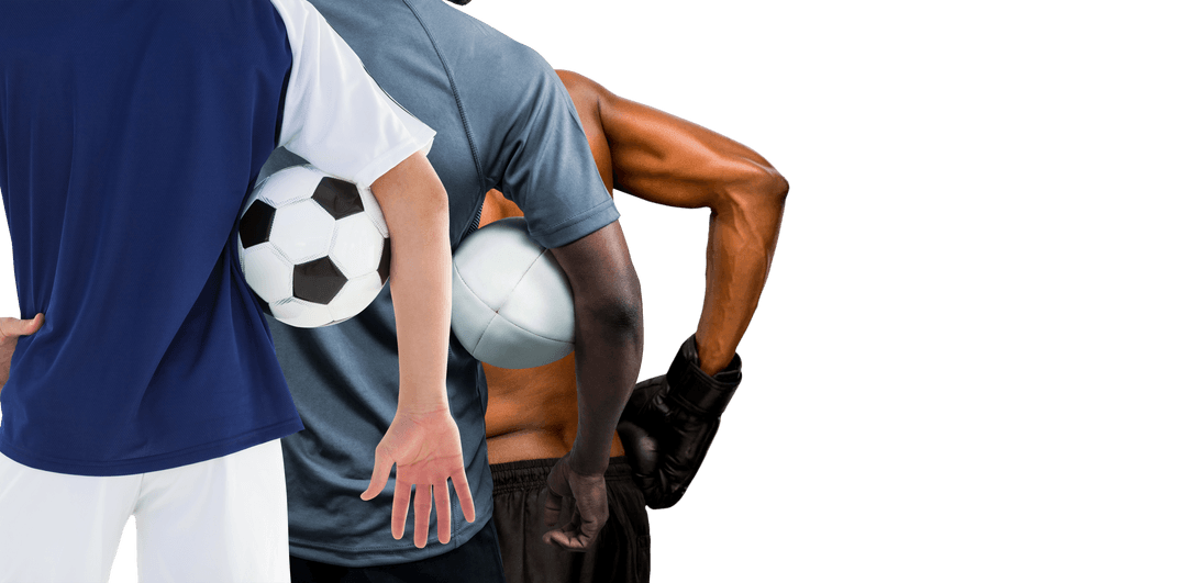 Diverse Athletes with Sports Gear on Transparent Background