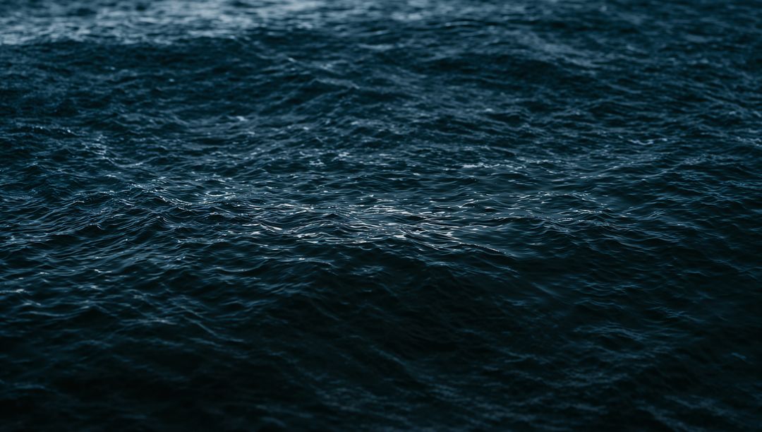 Dark Rippling Ocean Surface with Subtle Highlights and Textured Wavelets