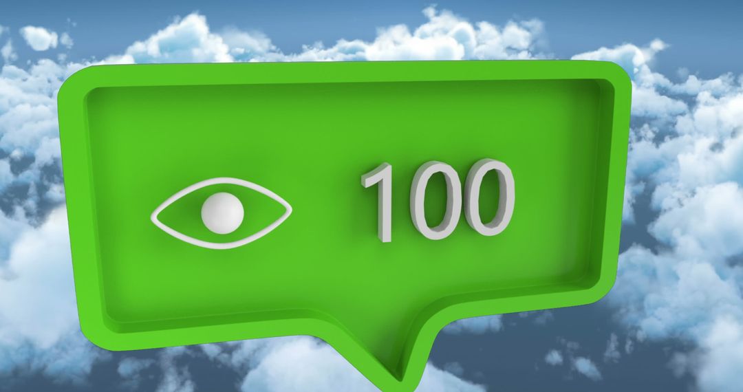 Social Media Views Icon with Cloud Background
