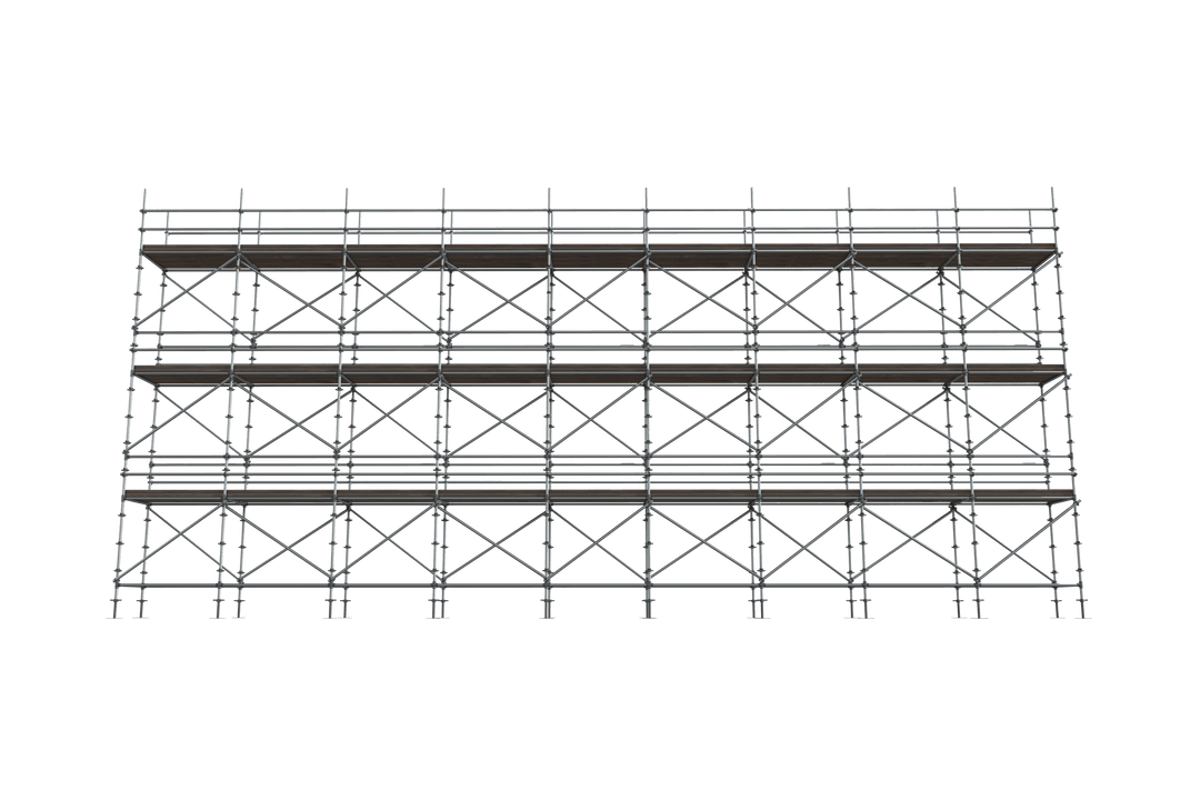 Transparent View of Detailed Steel Construction Scaffolding