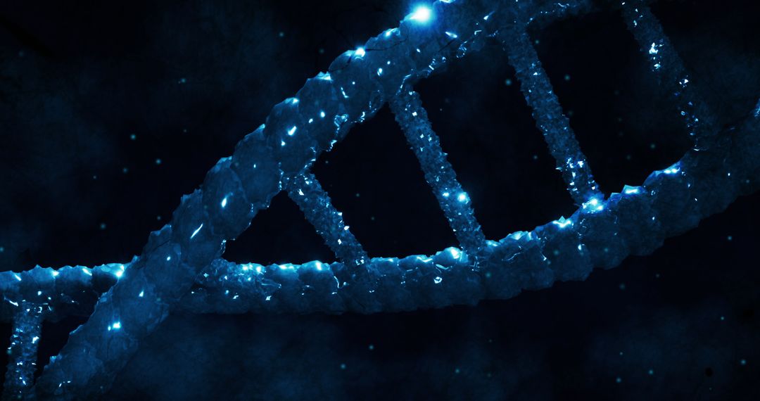Abstract Blue DNA Strand Structure on Dark Background