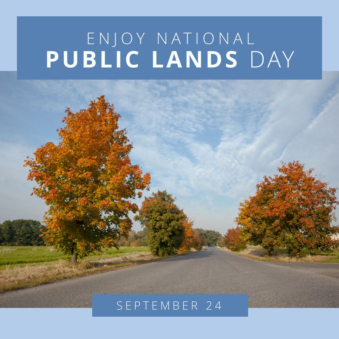 National Public Lands Day Landscape with Fall Foliage and Slogan
