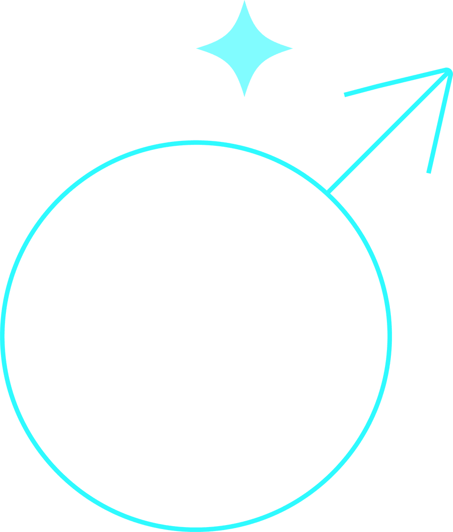 Futuristic Male Gender Symbol with Arrow on Transparent Background