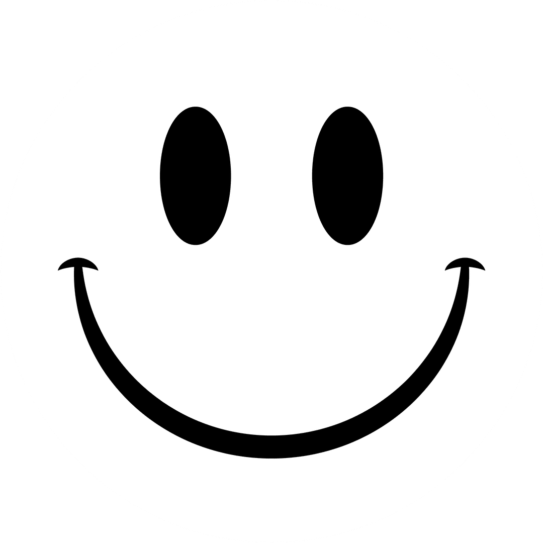 Simple Black Smiley Icon on Transparent Background