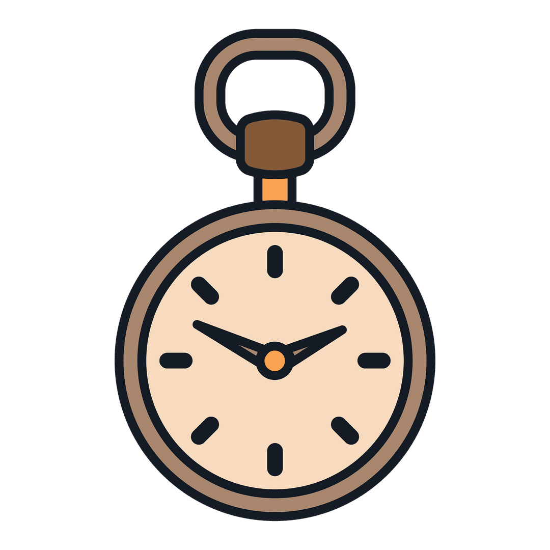 Retro Watch Icon on Transparent Background Showing Timeless Elegance