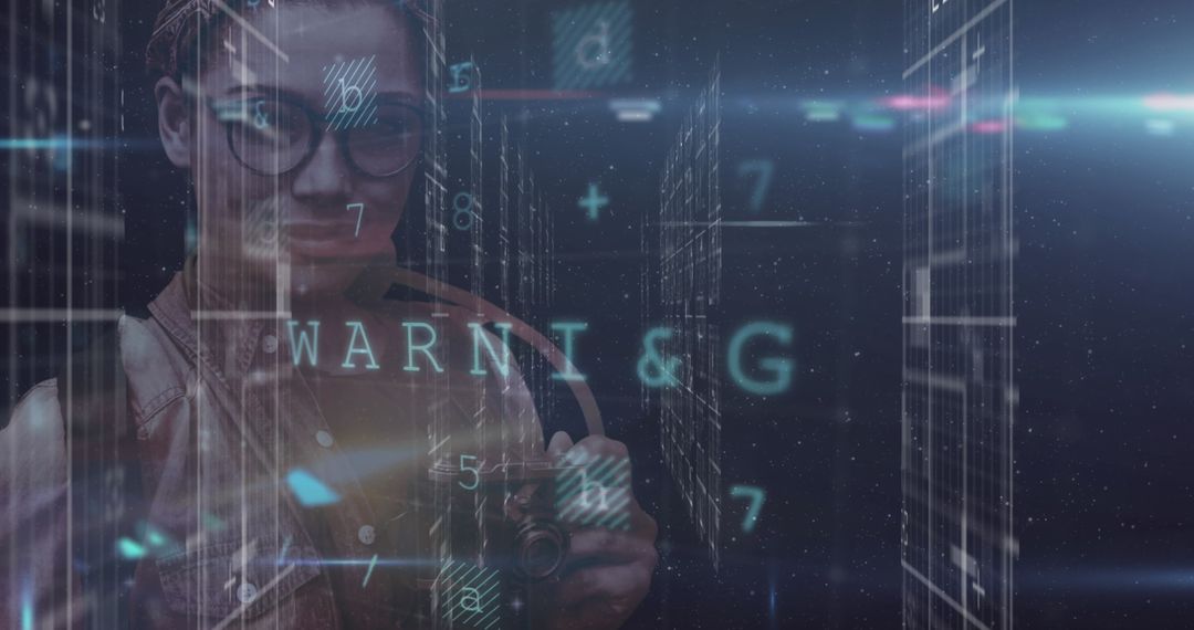 Abstract Digital Interface with Cybersecurity Alert