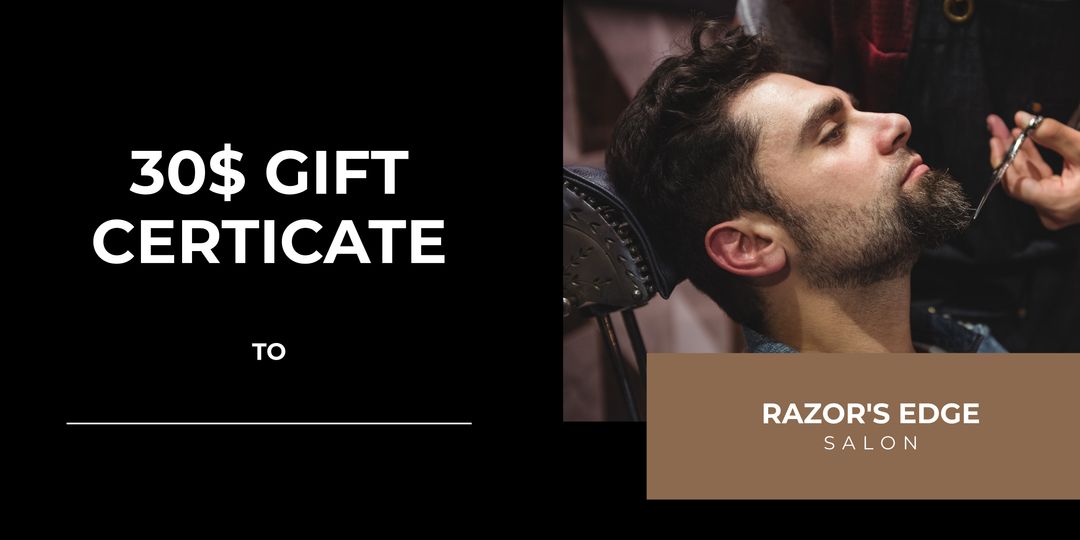 Gift Certificate for Luxurious Beard Grooming at Razor's Edge Salon - Download Free Stock Templates Pikwizard.com
