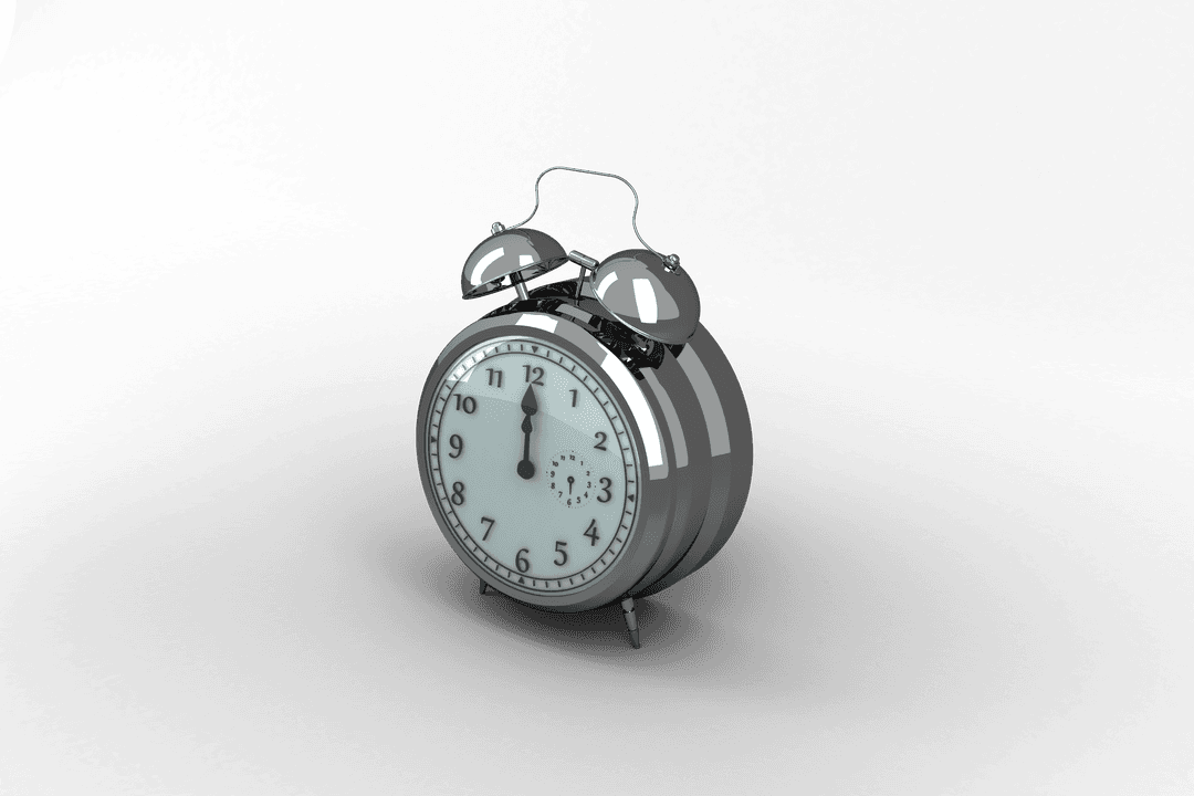 Silvers Alarm Clock on Transparent Background for Digital Design