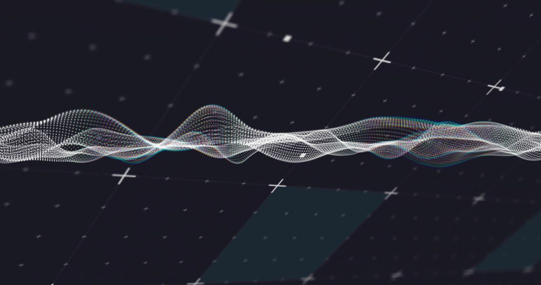 Futuristic White Dotted Waveform on Digital Grid