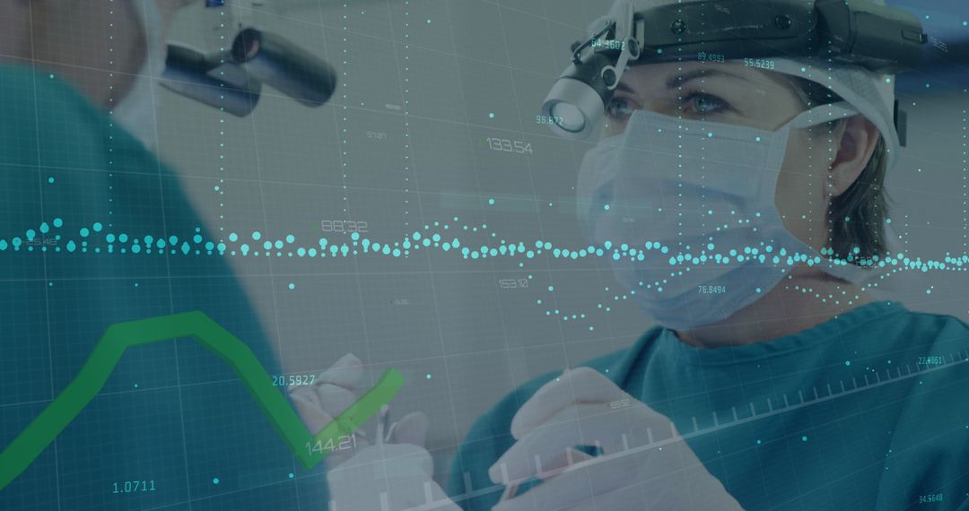 Surgeon Performing Major Surgery with Data Overlay