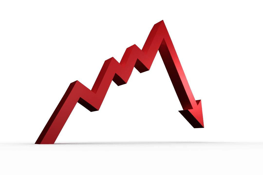 Transparent Background Red Arrow Graph Downward Trend