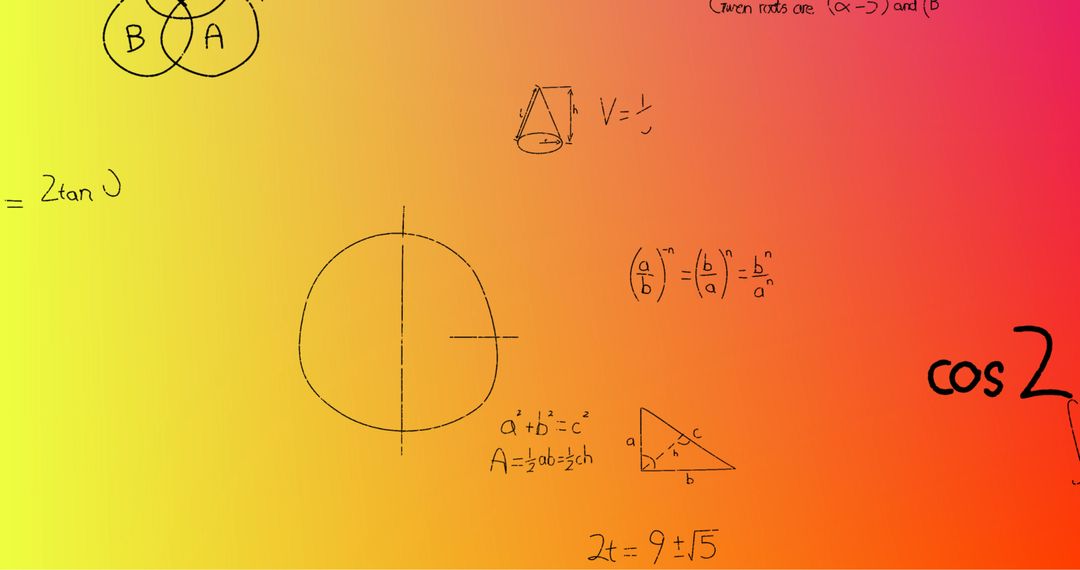 Complex Math Formulas on Vibrant Gradient Background