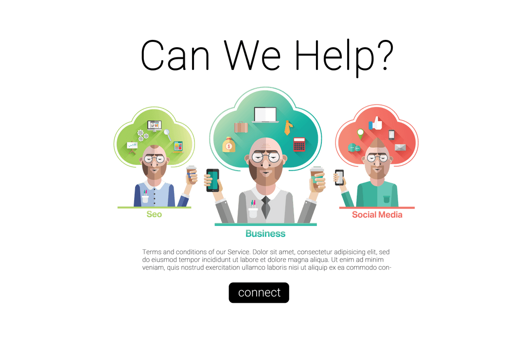 Three Male Characters Offering Support on Transparent Background Vector