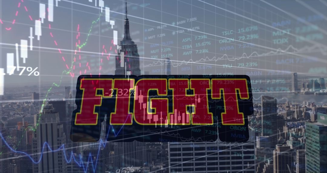 Financial Clashes Over Skyline Depicting Economic Struggles