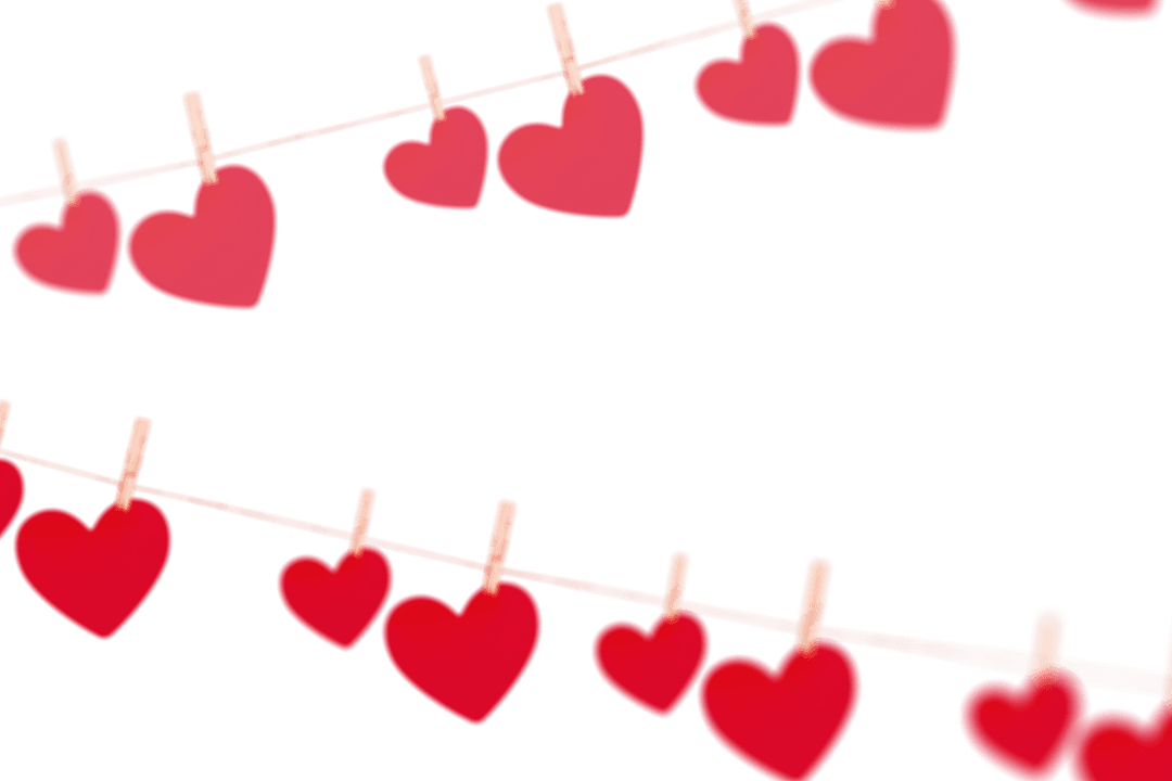 Love Heart Garlands on Transparent Background for Romantic Decor