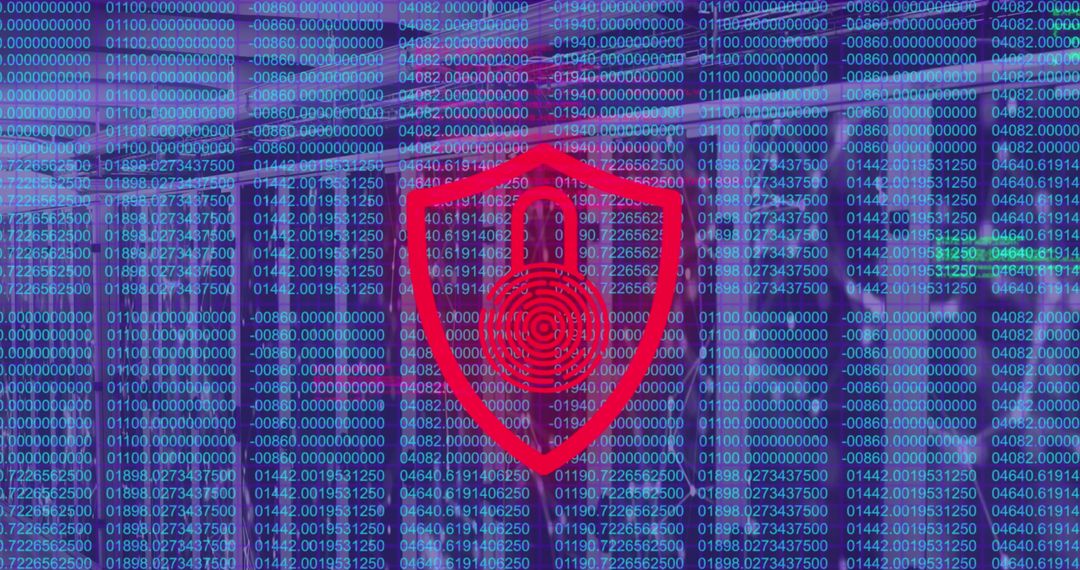 Data Security Illustration with Digital Padlock Overlay