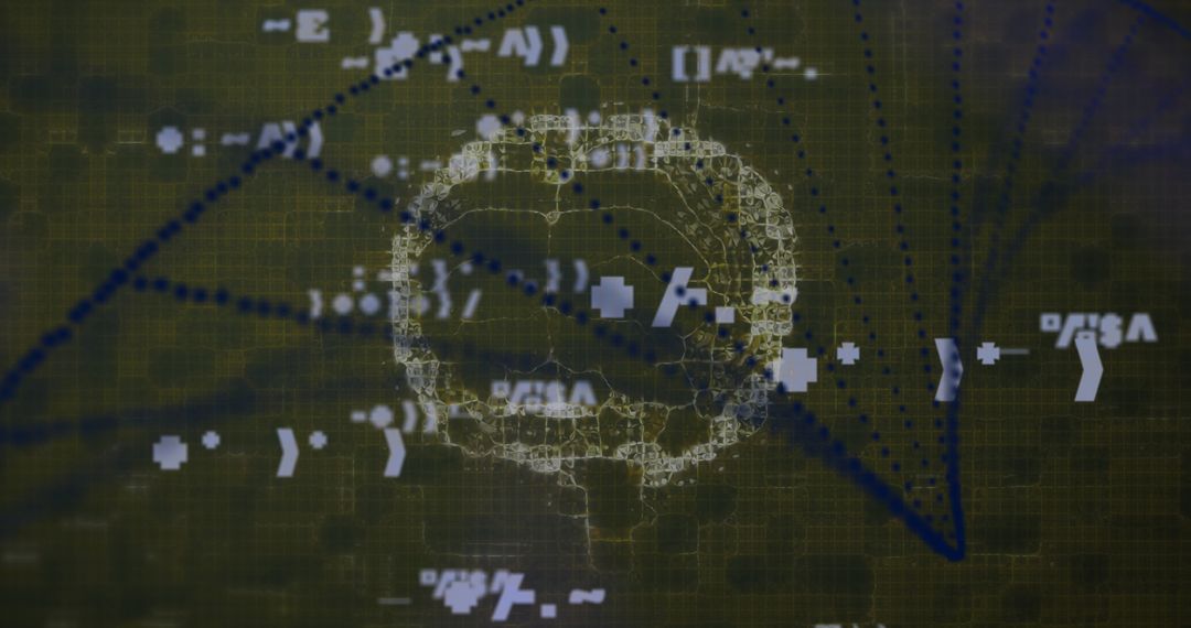 Digital Brain and DNA with Math Symbols in Scientific Exploration