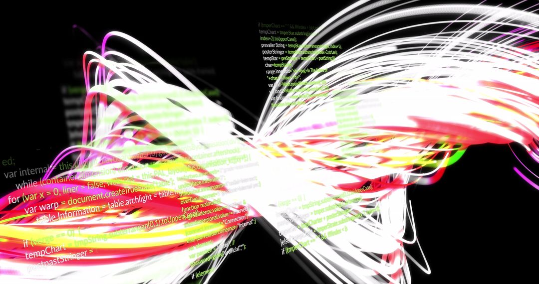 Colorful Light Trails with Overlay of Data Code