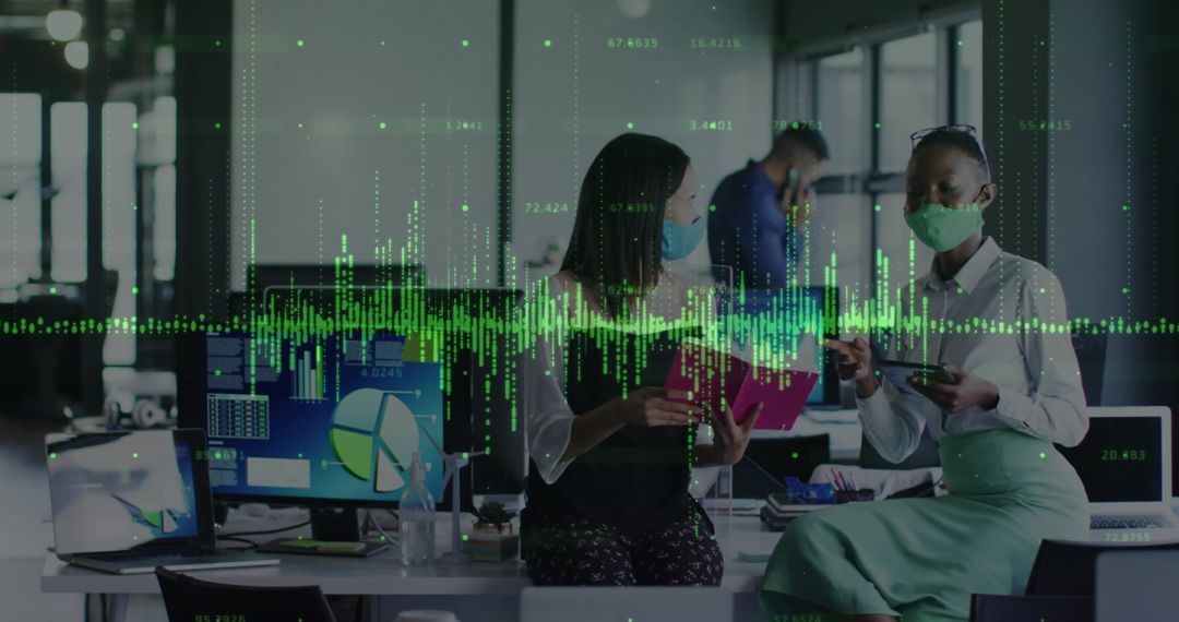 Business Team Discussing Financial Data Amid Global Pandemic