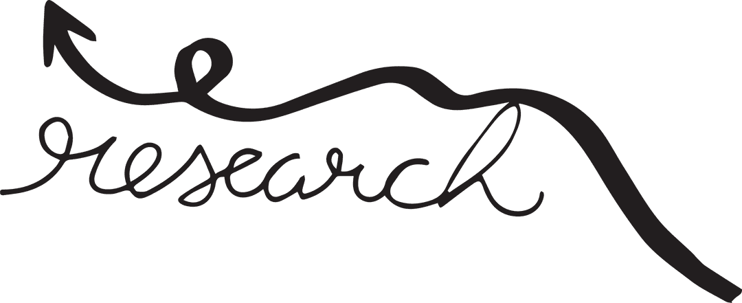 Handwritten Research Arrow Illustration with Transparent Background