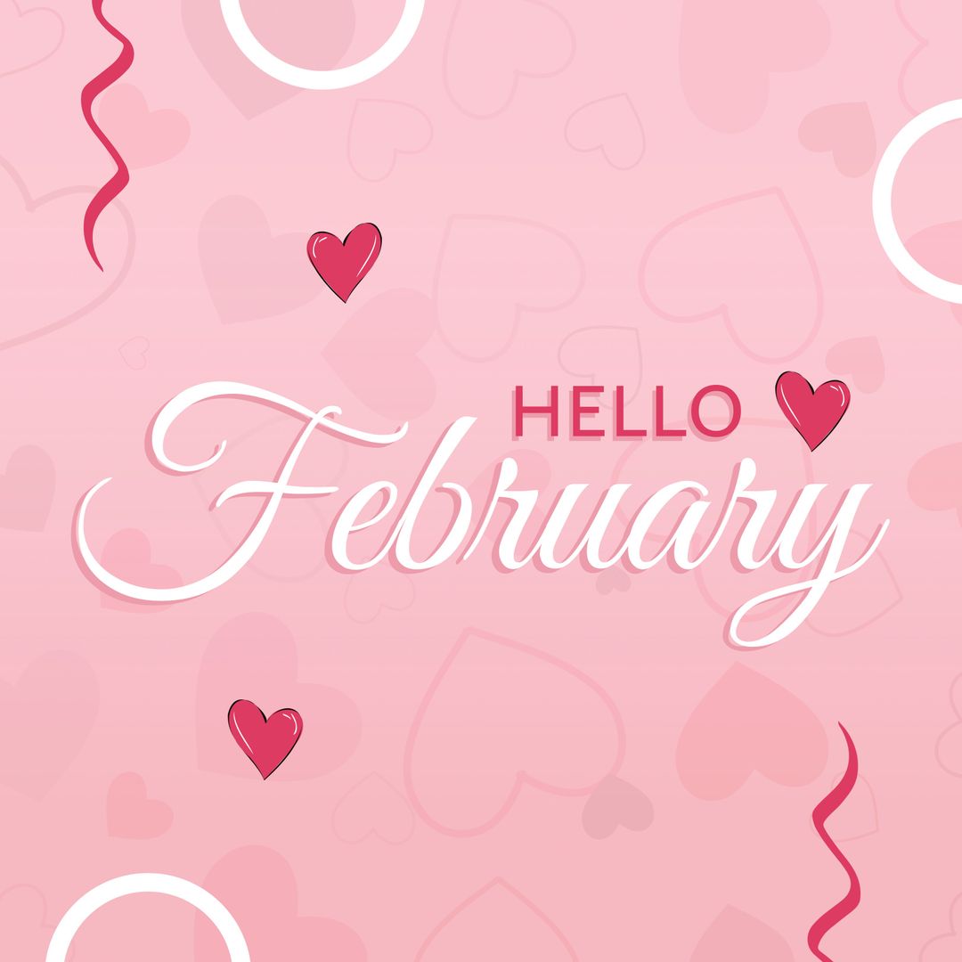 Hello February Pink Heart Celebration Background