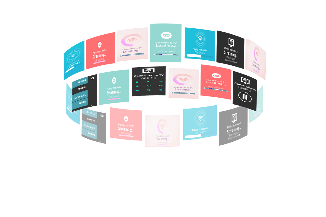Digital Screens Encircling Concept on Transparent Background