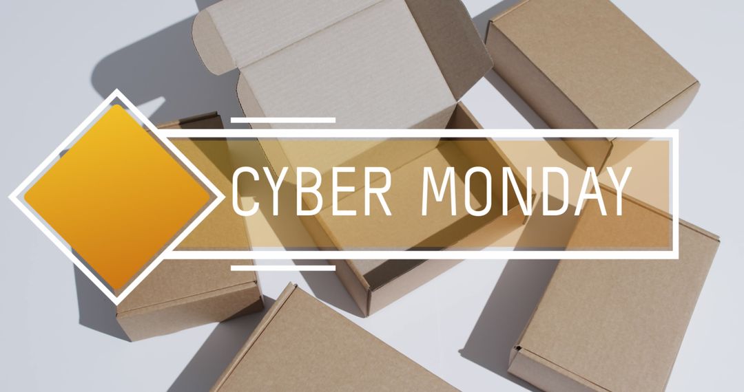 Cyber Monday Shopping with Cardboard Boxes Design