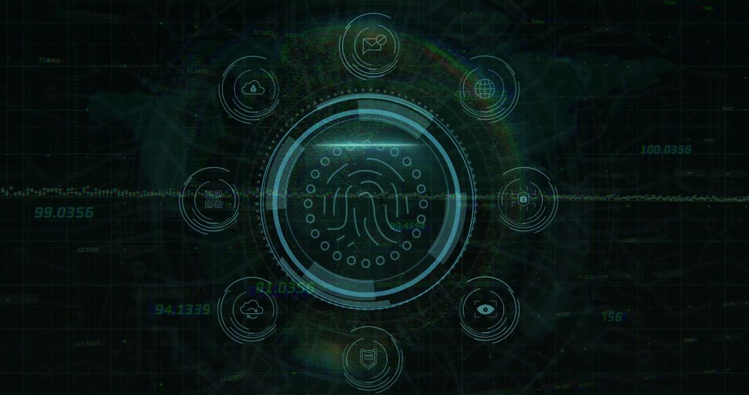 Futuristic Cybersecurity Interface with Biometric Elements