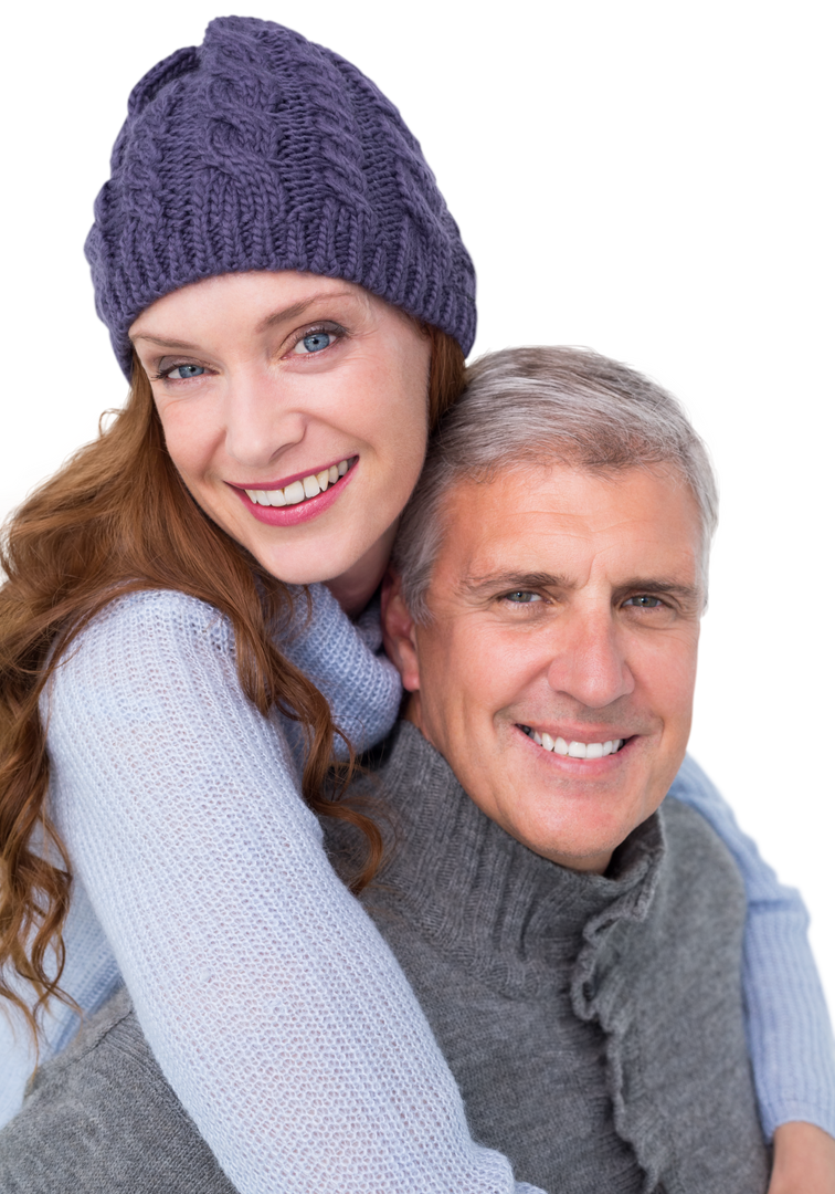 Happy Couple in Warm Sweaters Embracing on Transparent Background - Download Free Stock Images Pikwizard.com