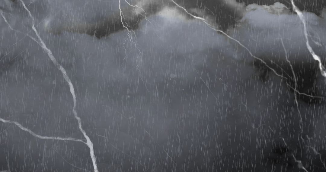 Dynamic Lightning Storm Over Rainy Sky in Monochrome