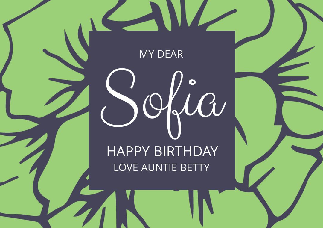 Personalized Bold Floral Birthday Invitation for Sofia - Download Free Stock Templates Pikwizard.com