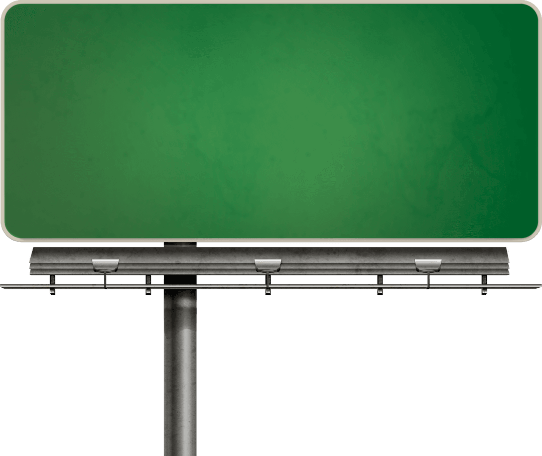 Transparent Background Blank Green Billboard for Advertisement