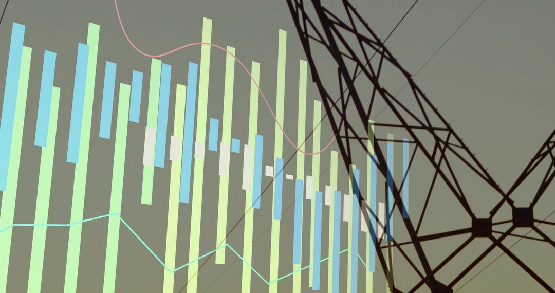 Digital Analytics Overlaid on Power Tower Silhouette