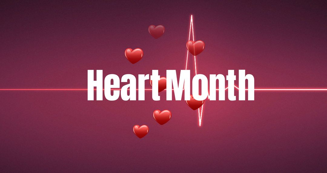 Heart Month Celebration with Hearts and Cardiogram
